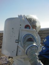 Peter Kinsman testing a Mars prototype suit