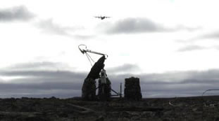 The satellite dish providing the HMP team with a communications link.