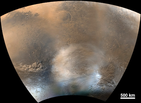 Mid-Winter Dust Storms Near Hellas Planitia