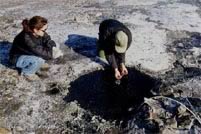 Jen and Dale at Little Black Pond spring on Axel Heiberg Island